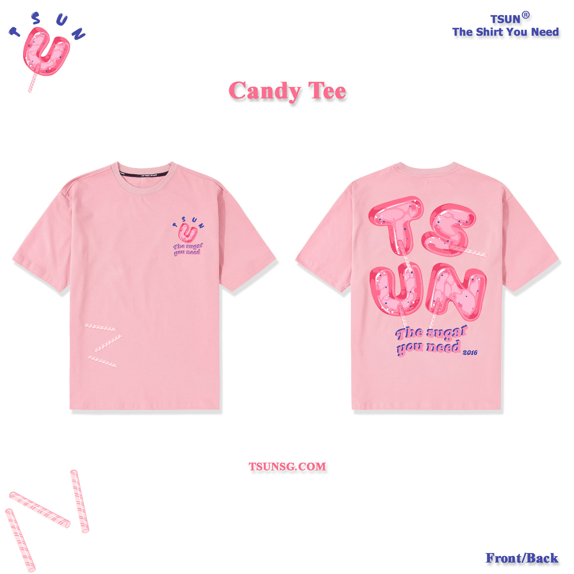 Áo thun TSUN Candy Tee-Pink unisex nam nữ