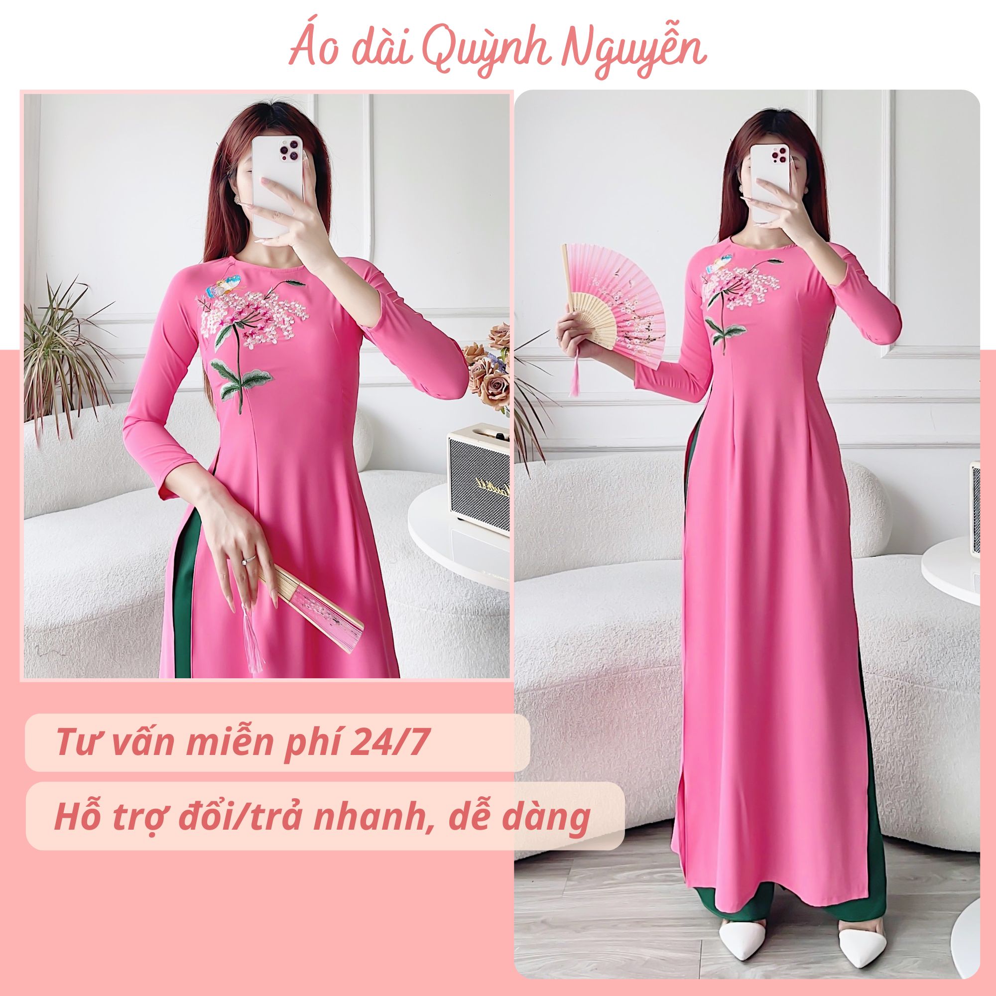 Áo dài áo dài cách tân lụa mỹ cao cấp áo dài nữ MÃ TK12