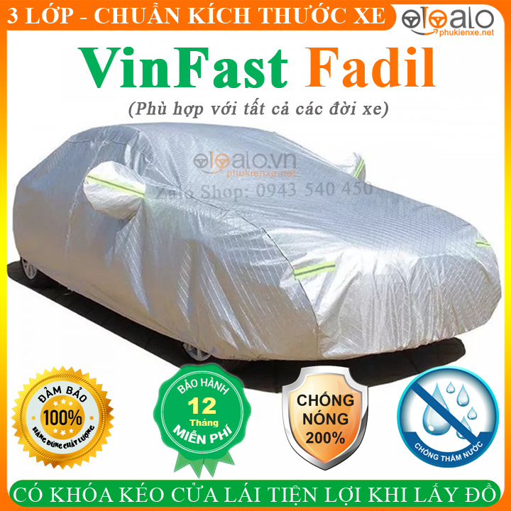 Bạt trùm xe ô tô VinFast Fadil Bạt Phủ Ô Tô VinFast Fadil Bạt phủ Xe Ô Tô VinFast Fadil CAO CẤP 3 LỚP Chống Nắng Nóng Chống Cháy Chống Nước Chống Chộm Gương -