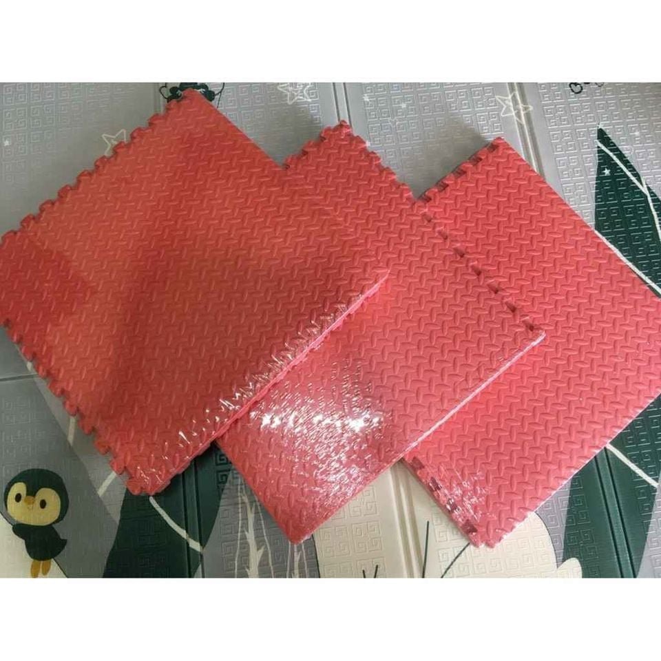 Combo 4 tấm thảm xốp trải sàn nhà loại to 60x60cm, dày 1cm bề mặt bằng phẳng vân lá khế chống trơn trượt, giữ ấm chân cho người dùng mùa thu đông - Thảm ghép di động nhiều màu trang trí nội thất gia đình, văn phòng