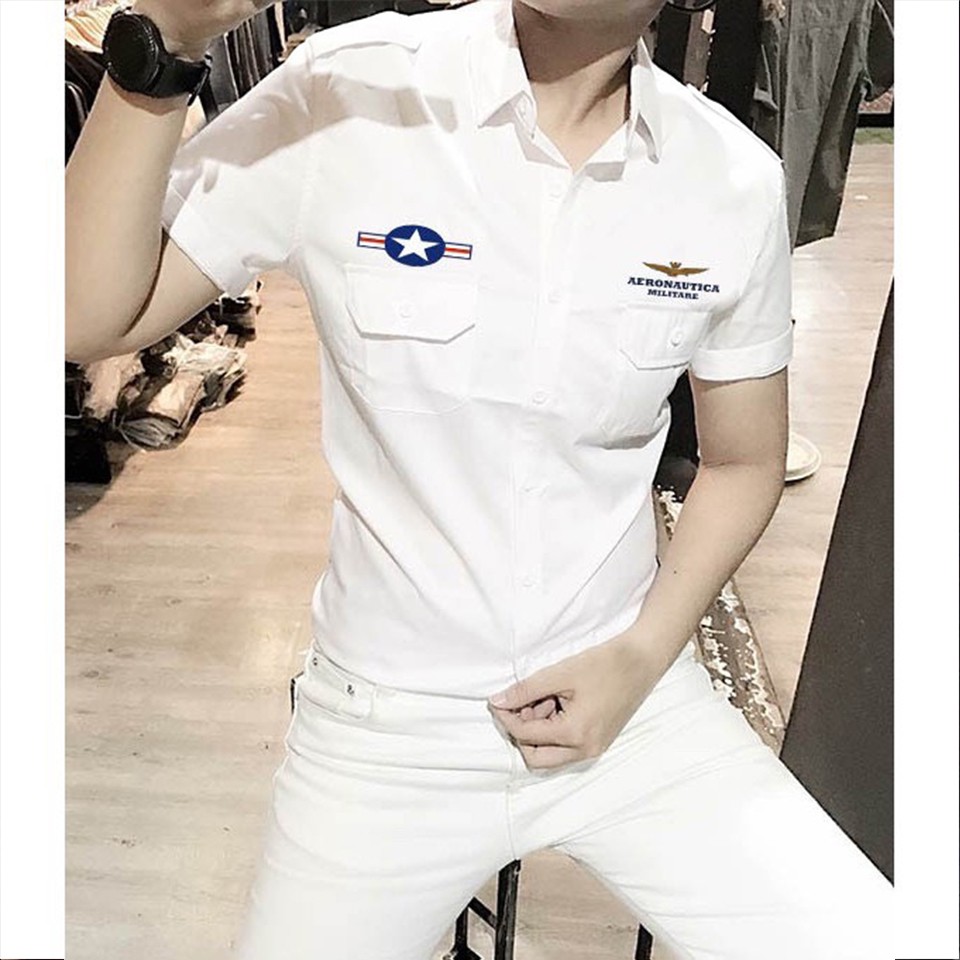 Áo sơ mi cầu vai cơ trưởng ngôi sao cao cấp sm244