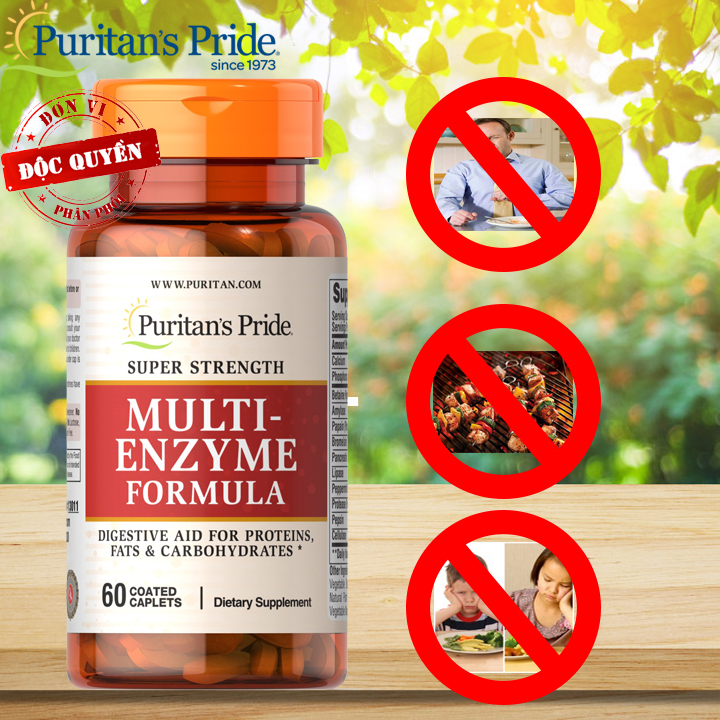 Hỗn hợp men tiêu hóa Multi Enzym Formula 60 viên Puritan's Pride