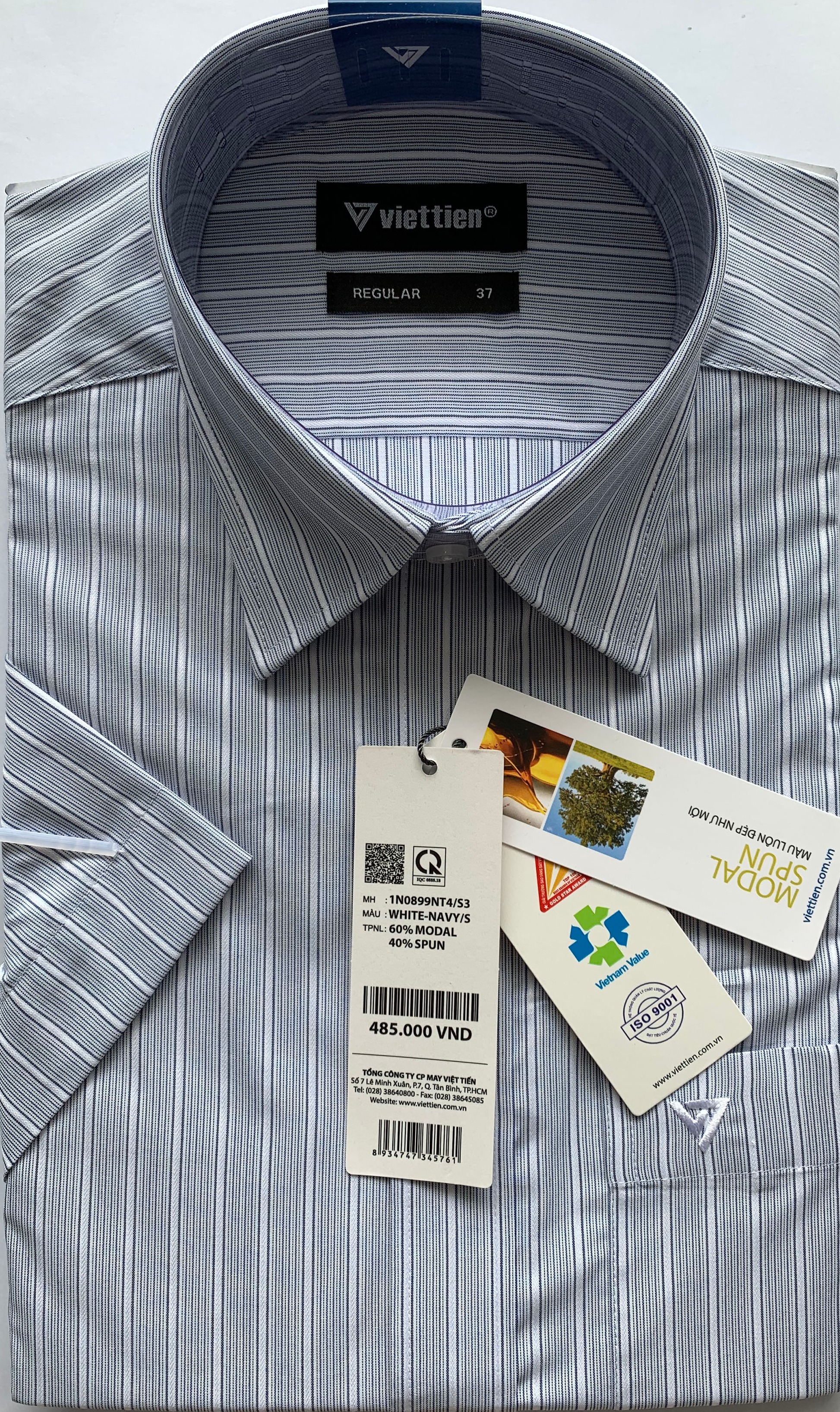 ÁO VIỆT TIẾN NGẮN TAY LAI BẦU SỢI GỖ SỒI 1N0899