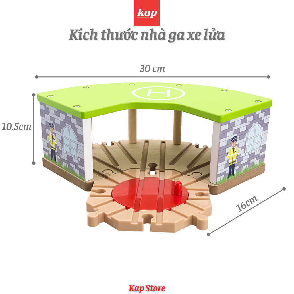 Nhà ga xe lửa, phụ kiện kết nối mô hình đường ray xe lửa gỗ