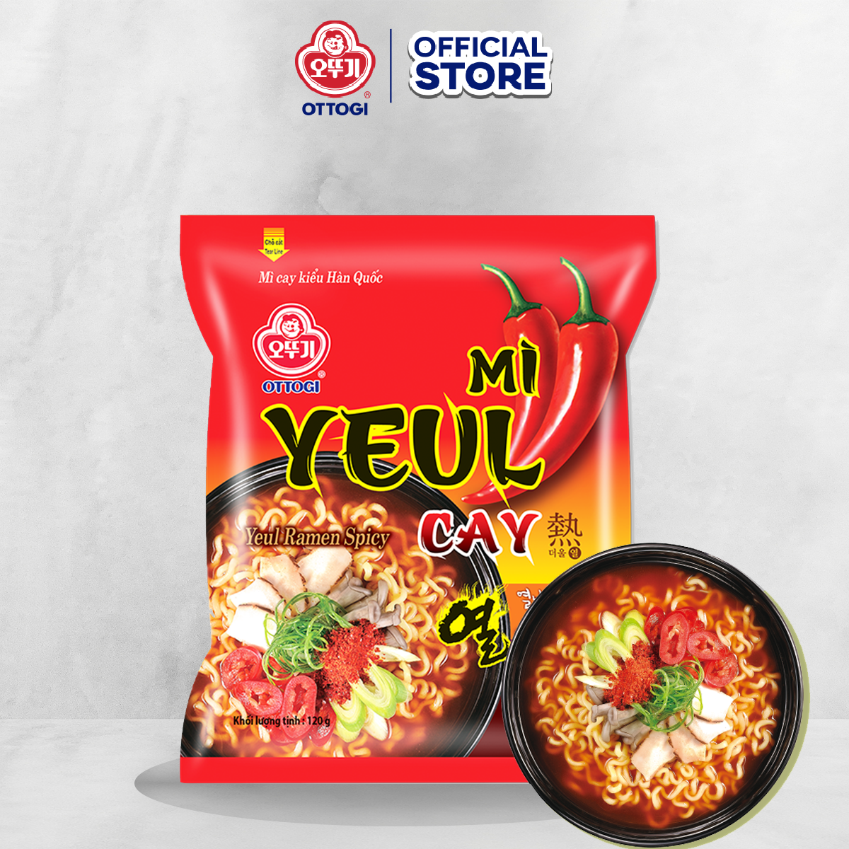 [Thùng 20 gói] Mì Yeul cay Ottogi 120gx20