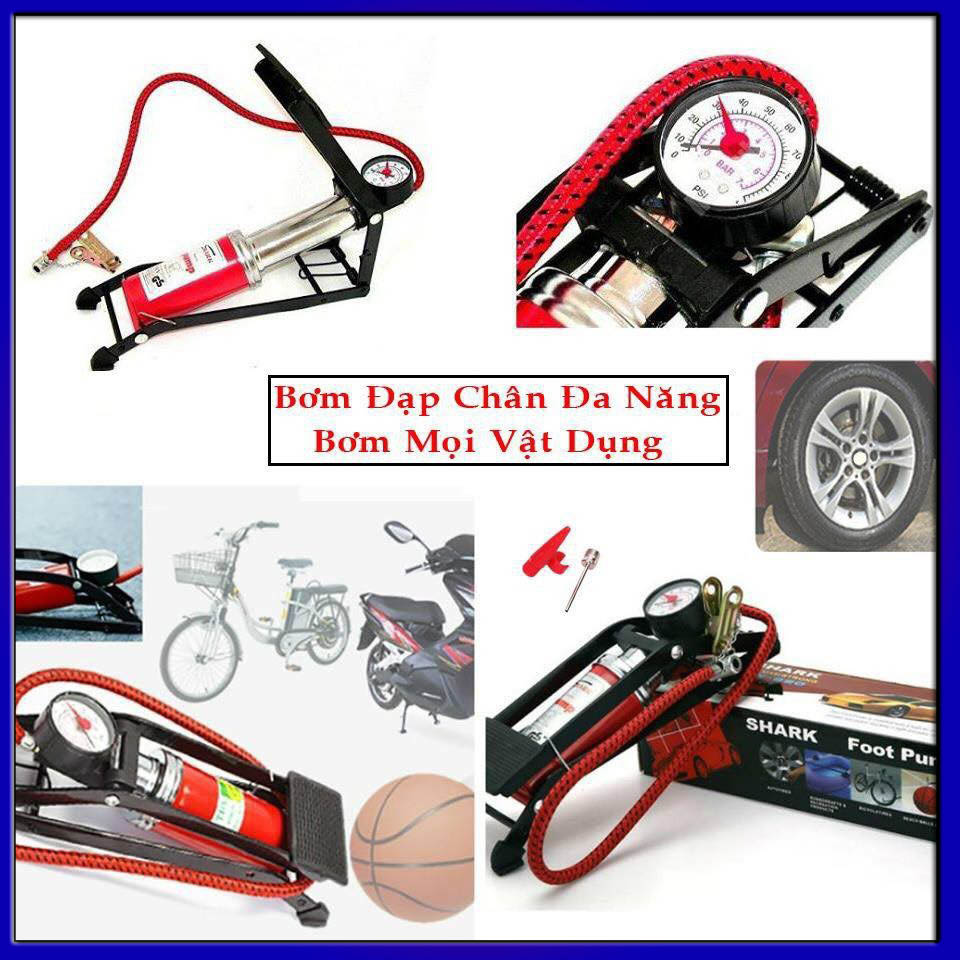 BƠM ĐẠP CHÂN MINI DÙNG CHO XE ĐẠP, XE MÁY, Ô TÔ