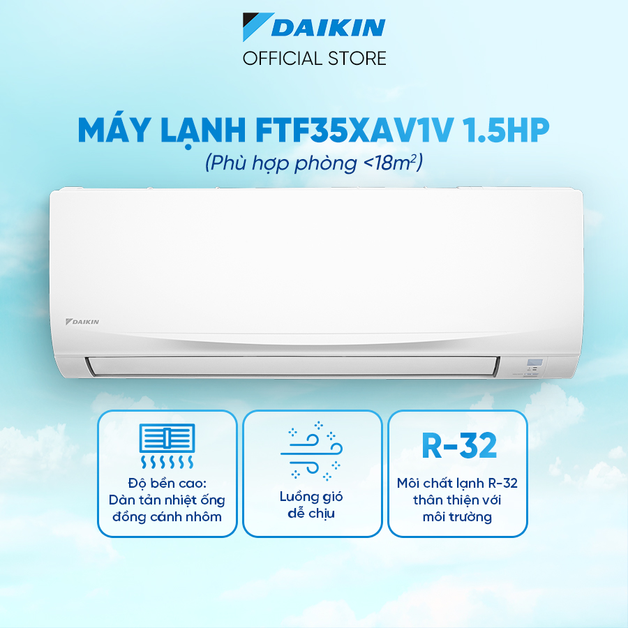 [MIỄN PHÍ LẮP ĐẶT 1TR3] - Máy lạnh/Điều hòa Daikin 1 chiều FTF35XAV1V 1.5HP (12000BTU)