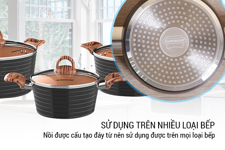 Nồi 18cm CERAMIC đáy từ SUNHOUSE SHG 2003MCA CAO CẤP