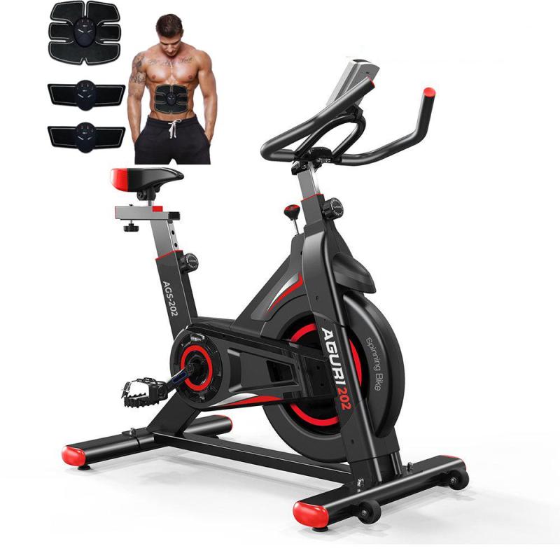 Xe Đạp Tập Thể Dục Tại Nhà AGURI AGS-202 + Tặng Kèm Máy Massage Xung Điện EMS