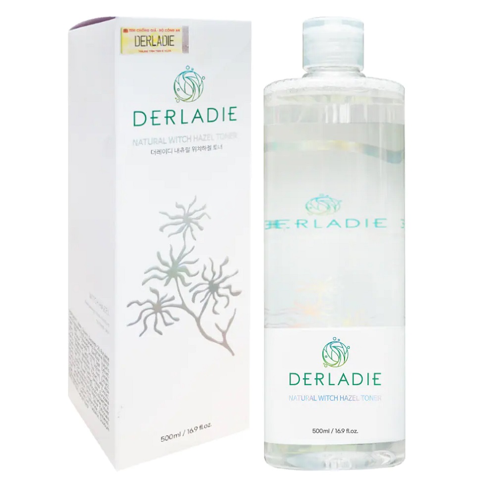 Nước Hoa Hồng Dưỡng Ẩm, Dịu Nhẹ Chiết Xuất Cây Phỉ Derladie Natural Witch Hazel Toner 500ml
