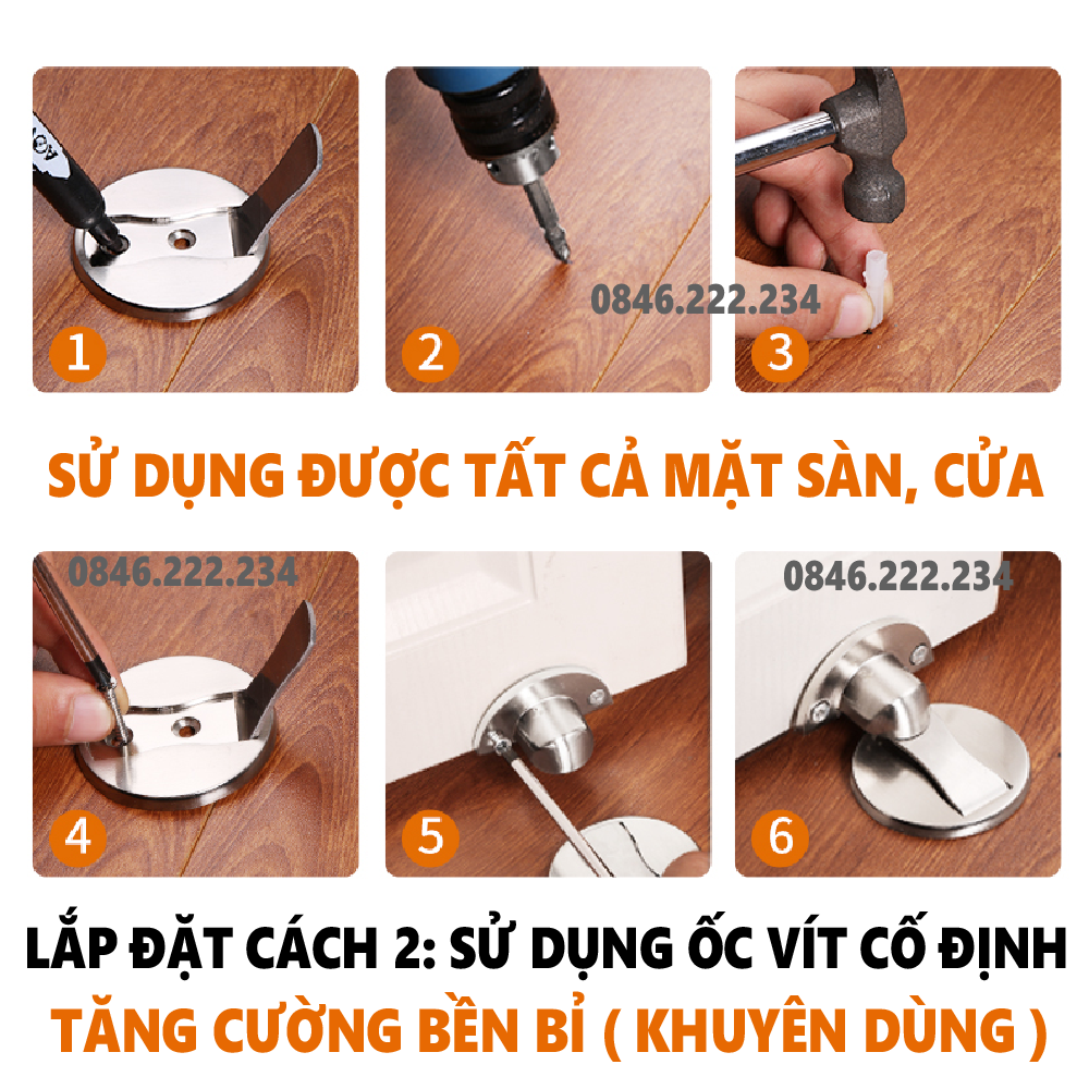 Chặn Cửa Hít Nam Châm Dán Sàn - Kèm miếng dán 3M & ốc vít