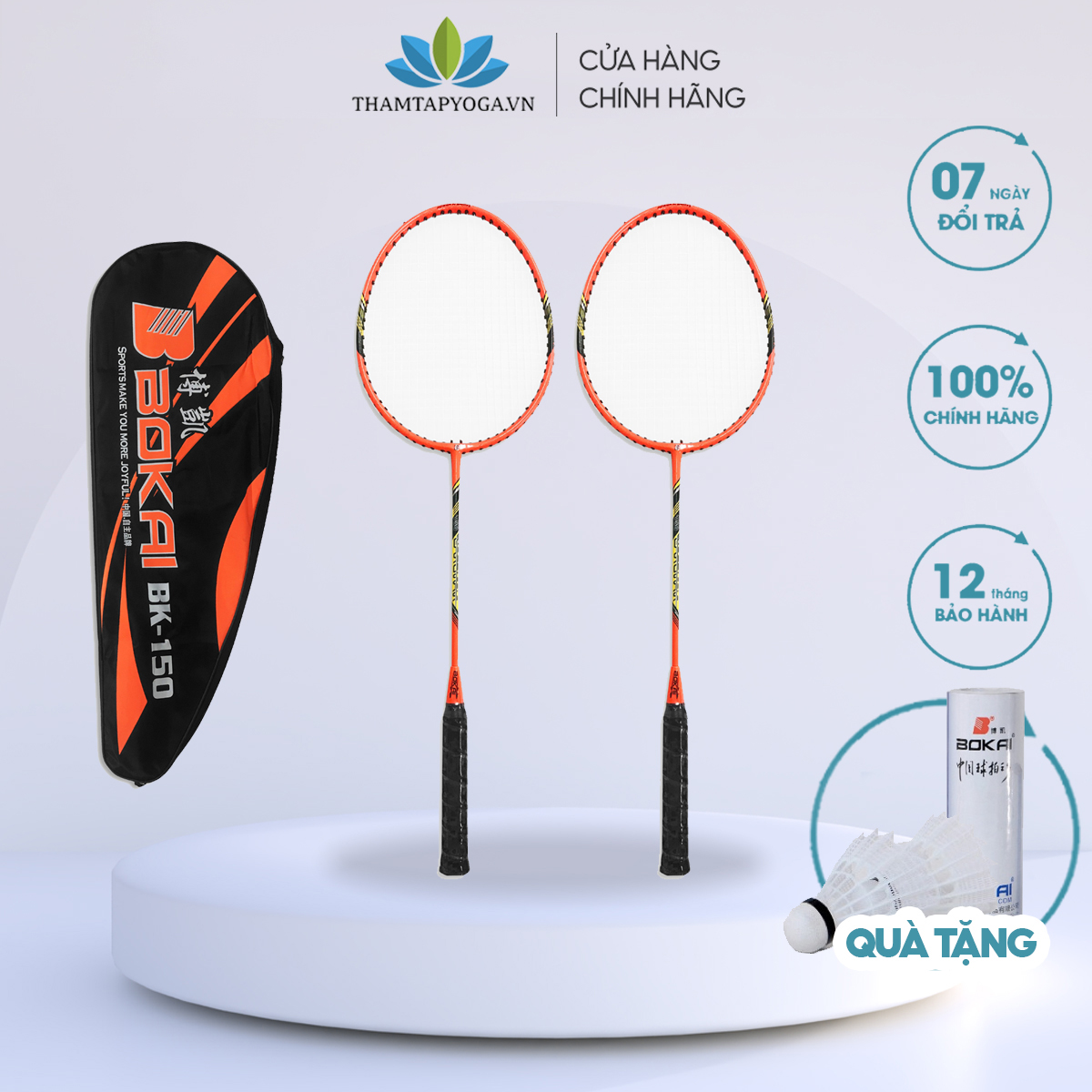 Cặp vợt cầu lông Bokai BK-150 [TẶNG KÈM 3 QUẢ CẦU]