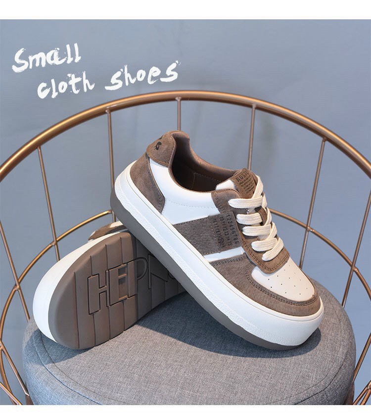giày nữ sneaker da lộn đế độn phối da nỉ h30 2 màu