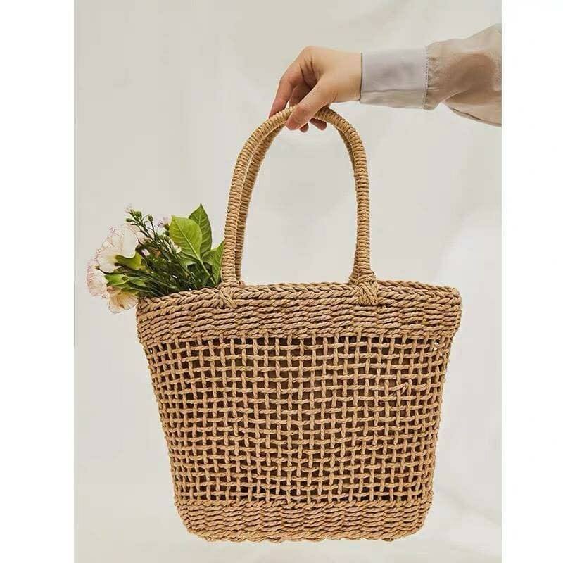 Túi cói xách tay kiểu dáng vintage