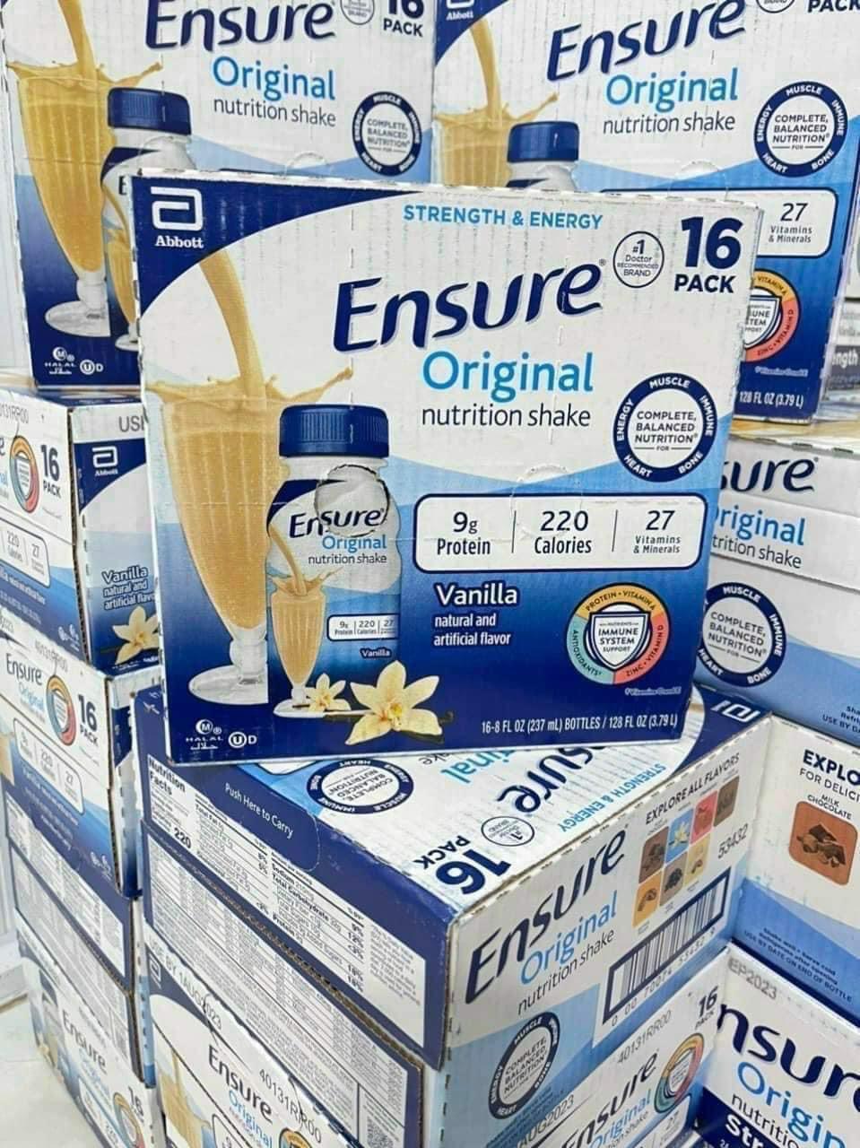 Thùng 30 chai sữa Ensure Mỹ  Vanila 237ml