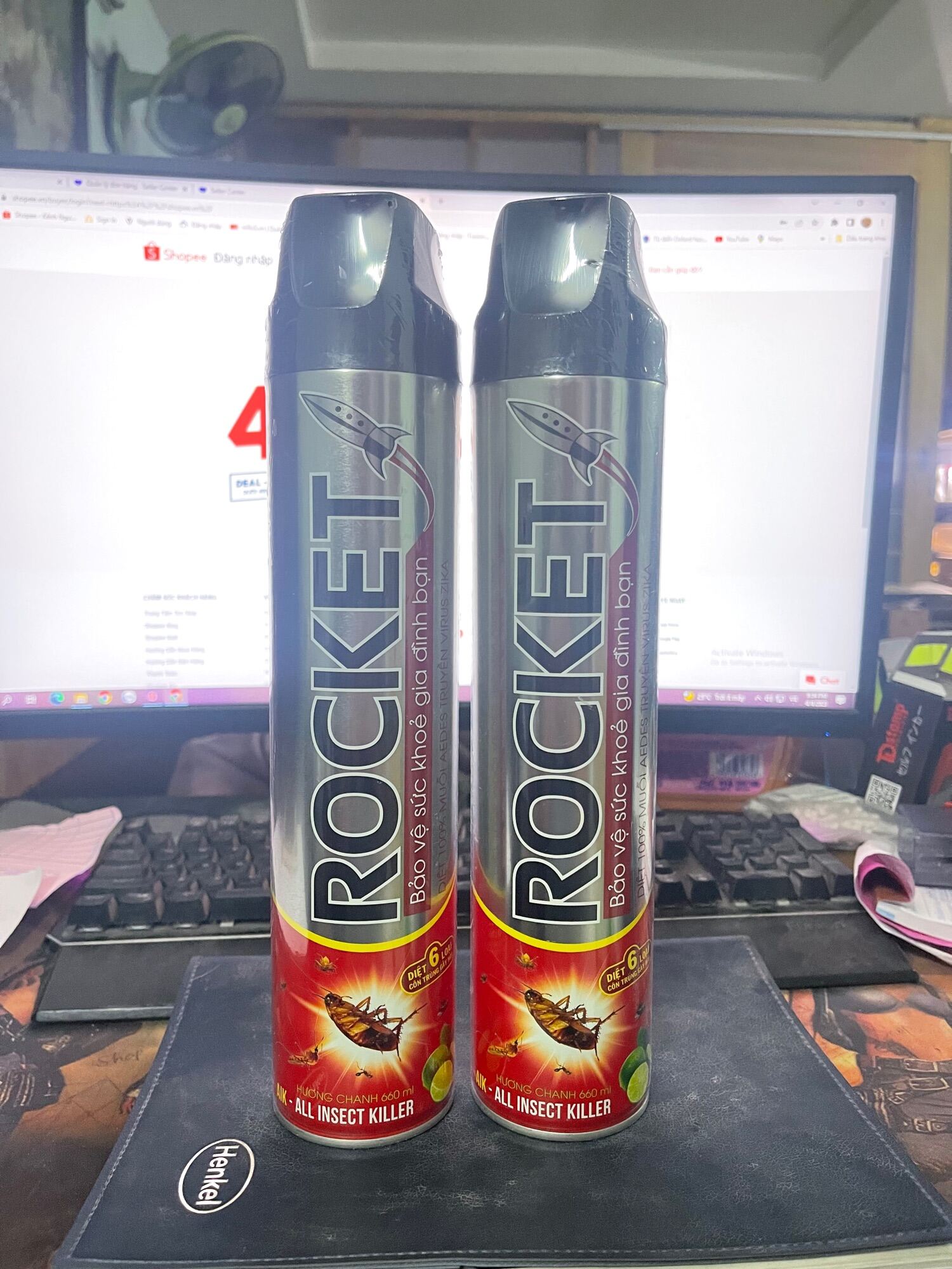 24 chai Xịt muỗi và xịt côn trùng Rocket chai lớn 660ml