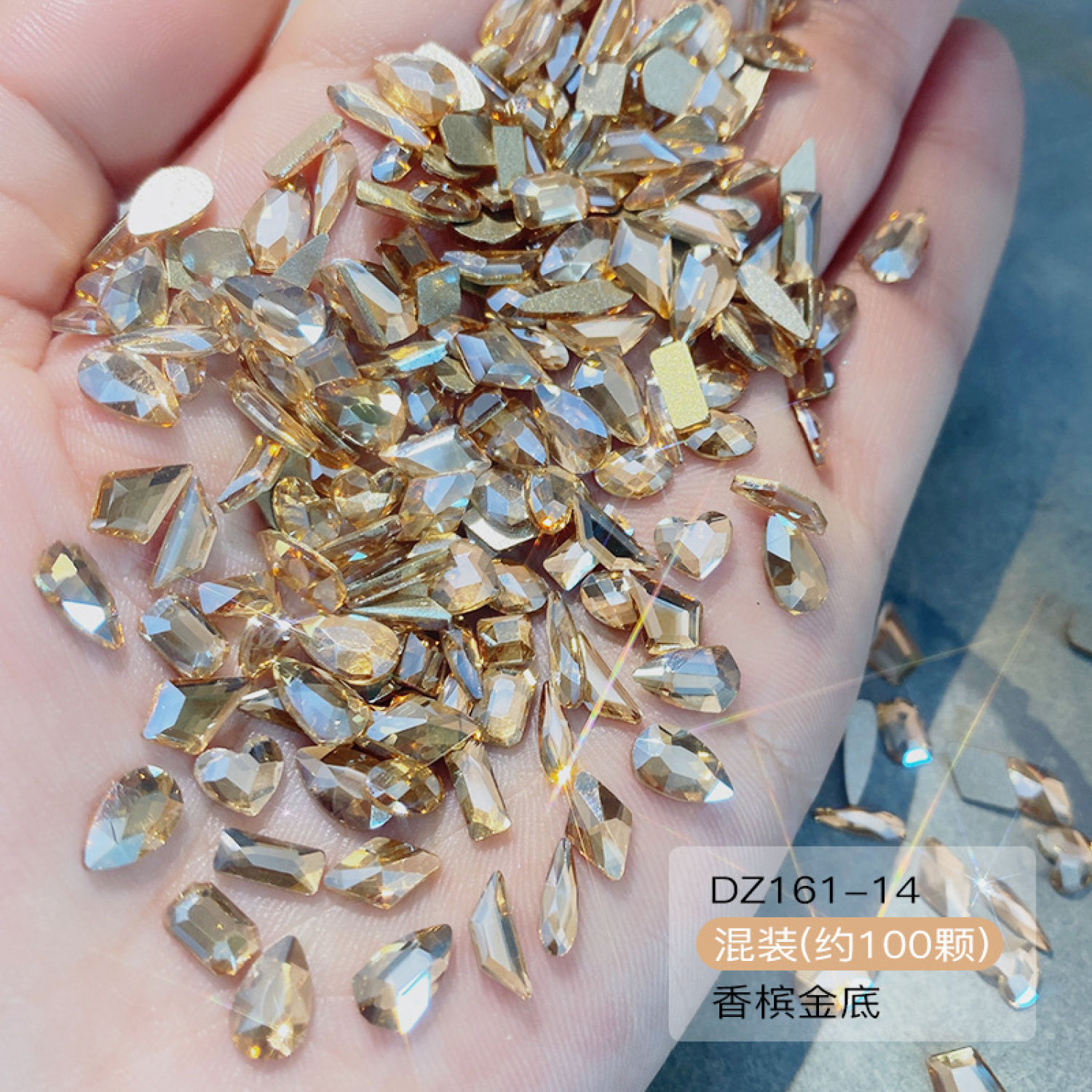 Đá pha lê chân bằng, phụ kiện đính móng nail sét 50 viên