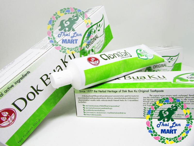 kem đánh răng thảo dược dok bua ku herbal toothpaste twin lotus thái lan 150 gam