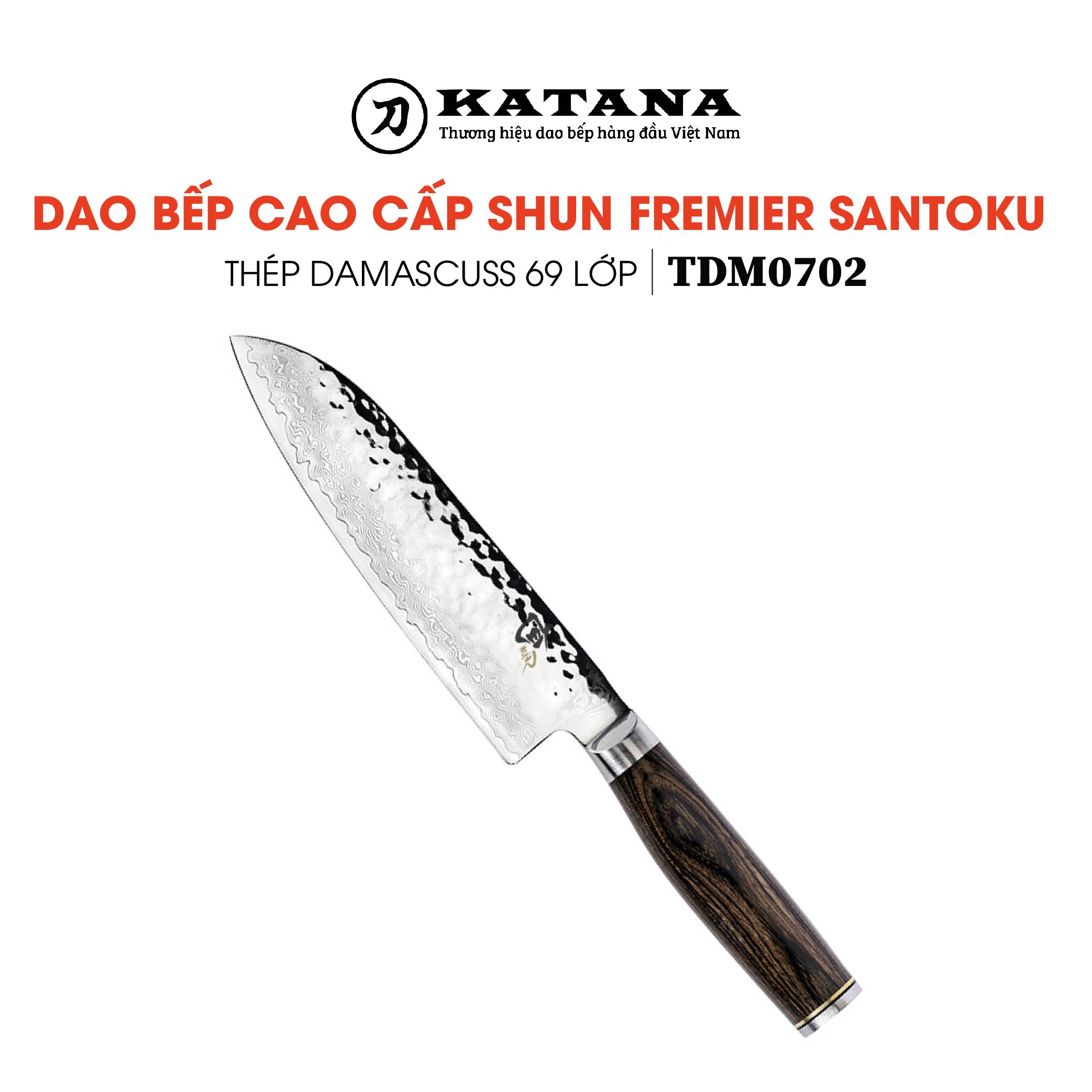 Dao bếp nhật cao cấp kai shun premier santoku thép damascus tdm0702