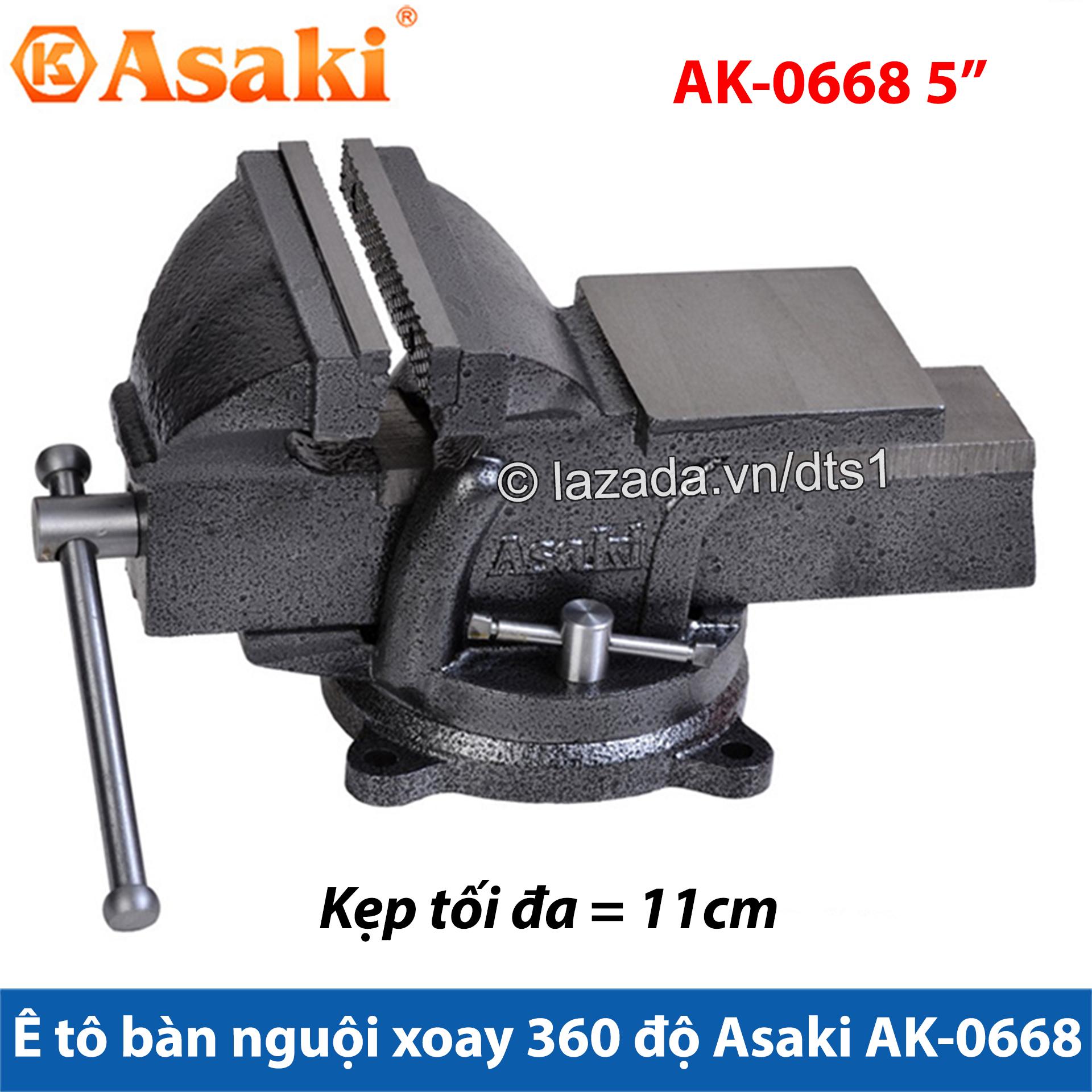 Ê tô bàn nguội xoay 360° Asaki AK-0668 5'' - Khả năng kẹp 10cm AK-668, Chuyên dùng để kẹp, cố định các chi tiết bạn cần gia công. Được đúc nguyên khối từ hợp kim thép Có tay quay chắc chắn để kẹp và giữ chắc chi tiết.