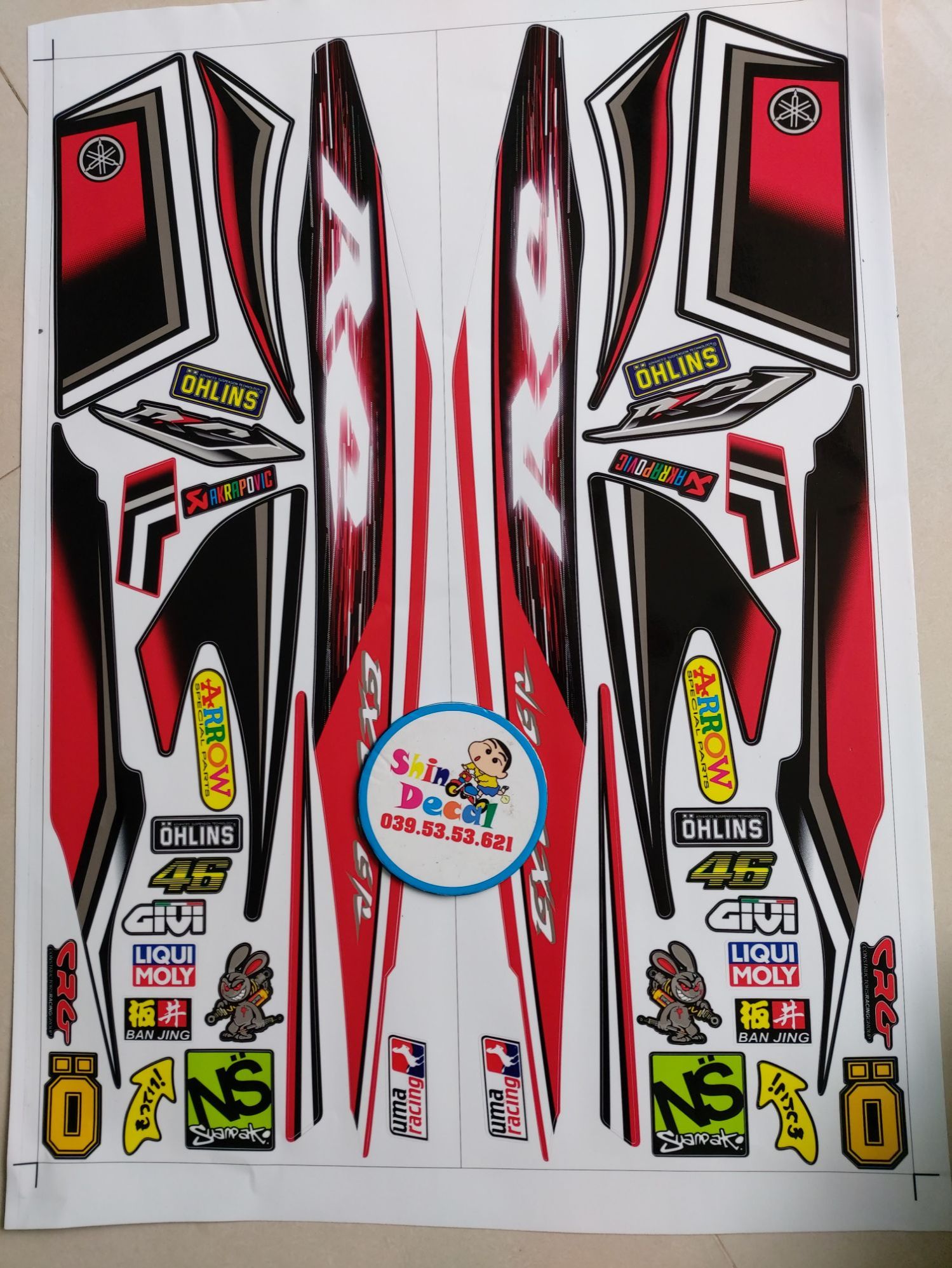 Tem xe exciter 2010 RC đỏ đen tặng logo
