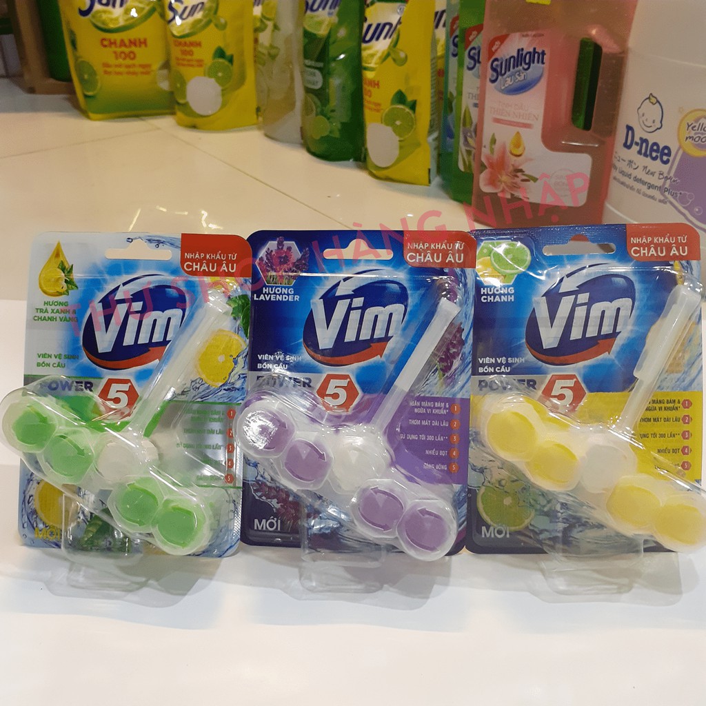 Viên tẩy bồn cầu Vim Power 5  Unilever Vim biển xanh