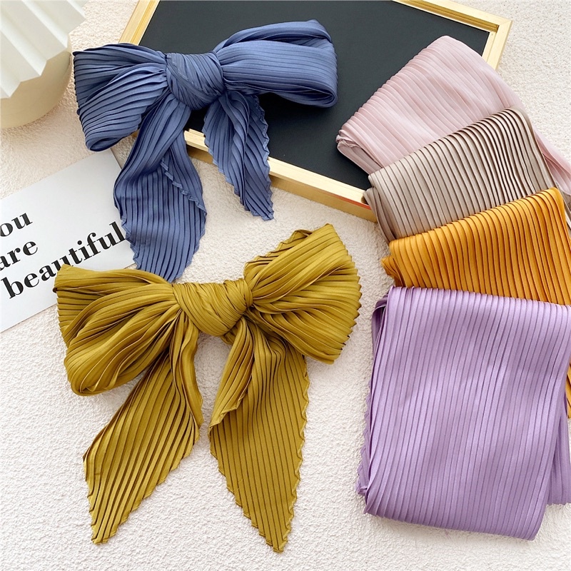 Khăn choàng cổ xếp ly thanh lịch Khăn turban lụa dập ly