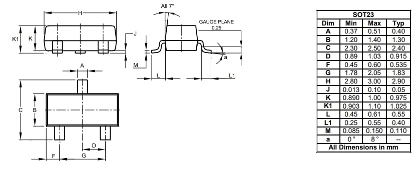 BAT54S Diode schottky 0.2A 30V SOT-23 (20c)
