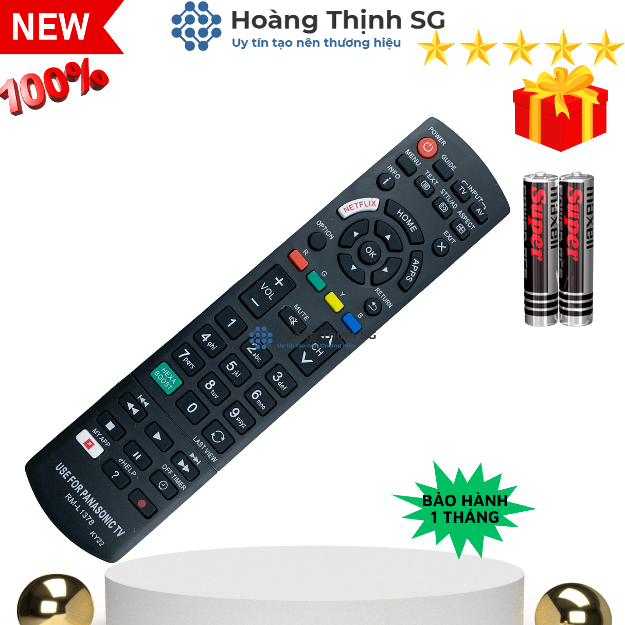 Remote điều khiển tivi Panasonic RM-L1378, điều khiển TV Panasonic các dòng tivi SMART /LED/ LCD - Tặng kèm pin
