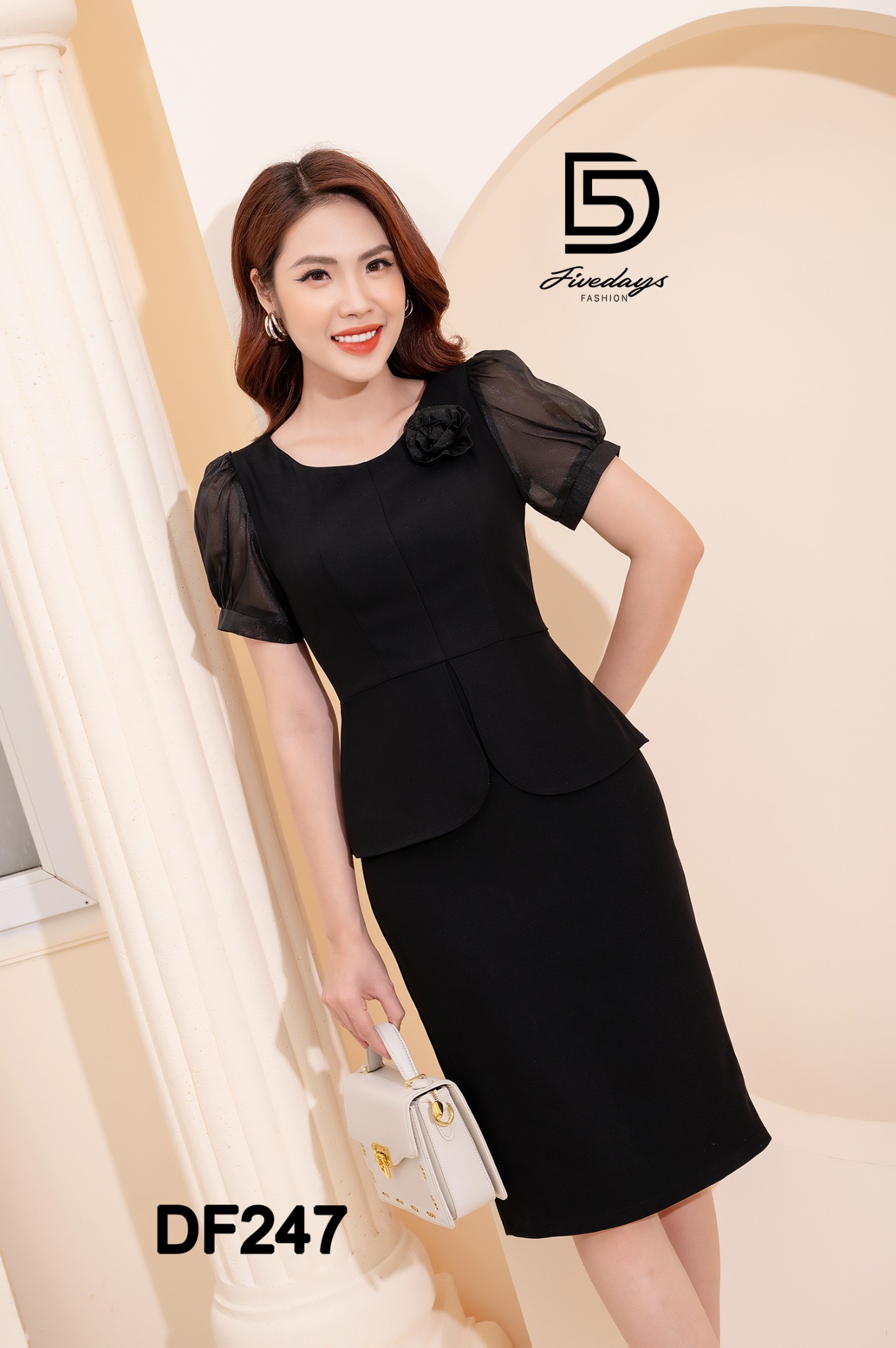 Đầm Peplum phối tay hoa FIVEDAYS