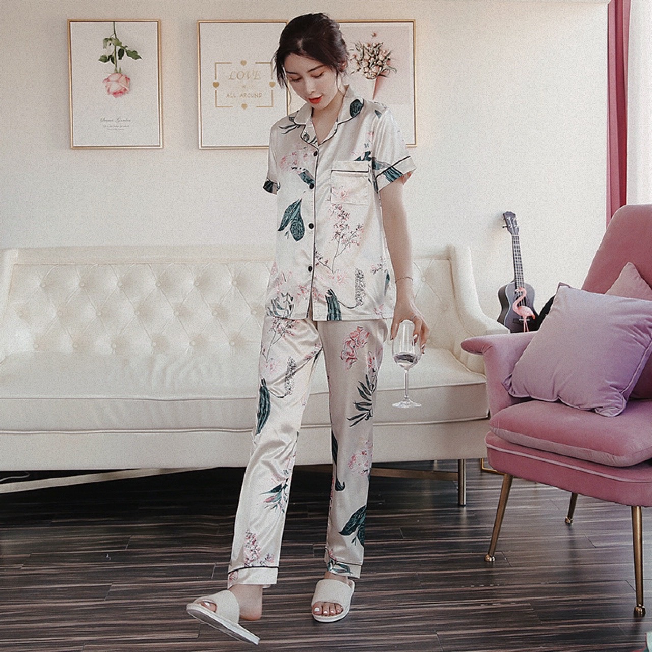 [HCM]SET BỘ  NGỦ PIZAMA LỤA - Y23