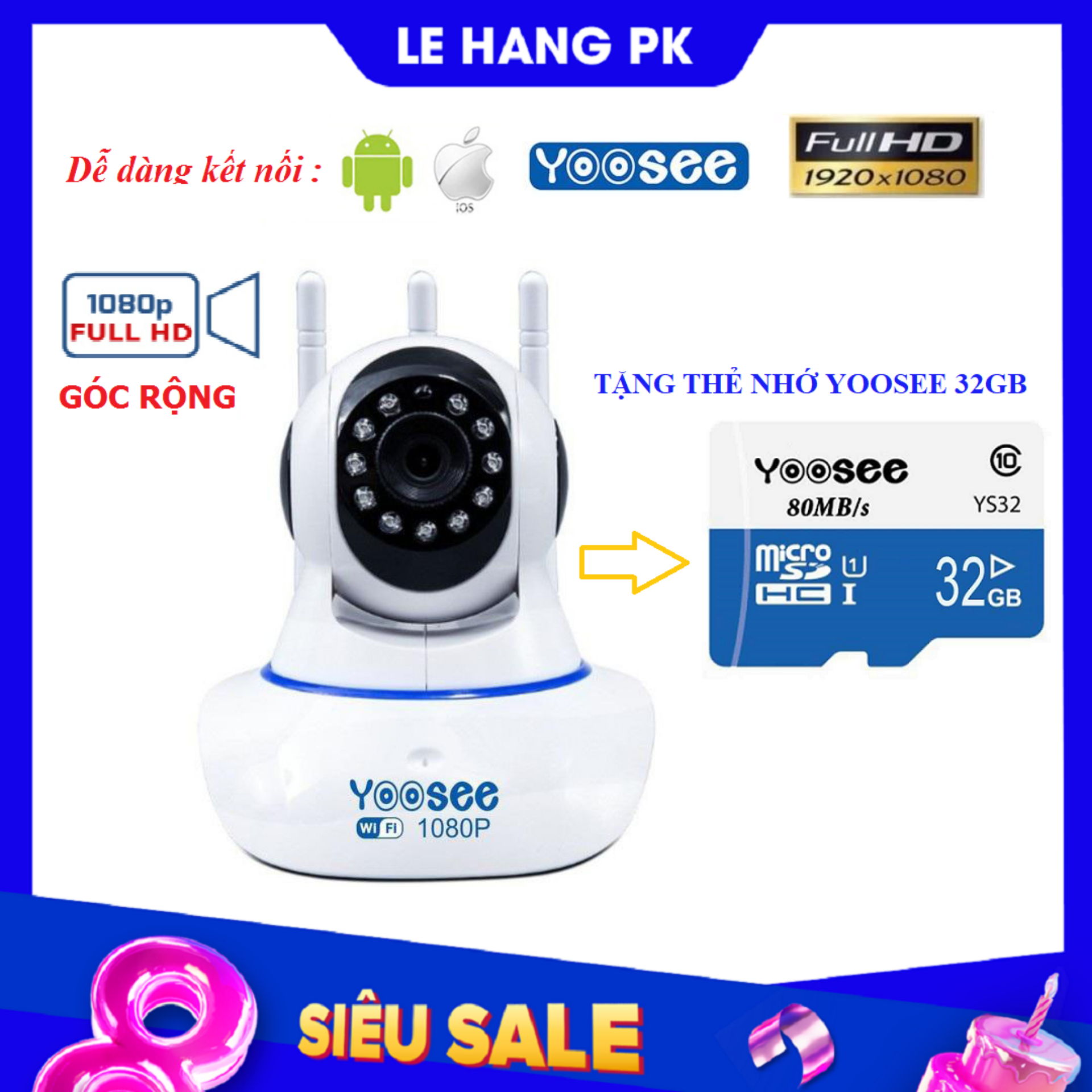 >> BÁO GIÁ CAMERA YOOSEE WIFI 3 RÂU 2.0 - HỖ TRỢ TIẾNG VIỆT 2019 ĐỘ PHÂN GIẢI FULL HD 2.0MP 1920X1080P KHÔNG DÂYCAMERA TR | Shopee Lazada Sendo Tiki mới nhất 78 (KÈM Thẻ Nhớ SD YOOSEE 32 GB) Camera IP Wifi Yoosee 3 Râu xoay 360 độ, độ phân giải FULL FHD 2.0MP 1920x1080p Không Dây,Camera trong nhà,ngoài trời Camera hồng ngoại tích hợp ghi âm,lưu trữ dữ liệu