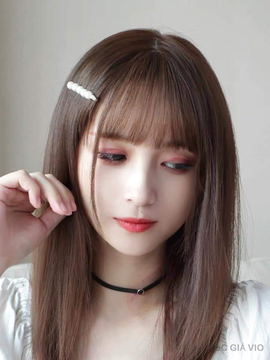 [ hàng hót, tóc thật 100% ] tóc giả nữ, tóc mái giả, tóc mái thưa tóc thật, tóc mái thưa hàn quốc