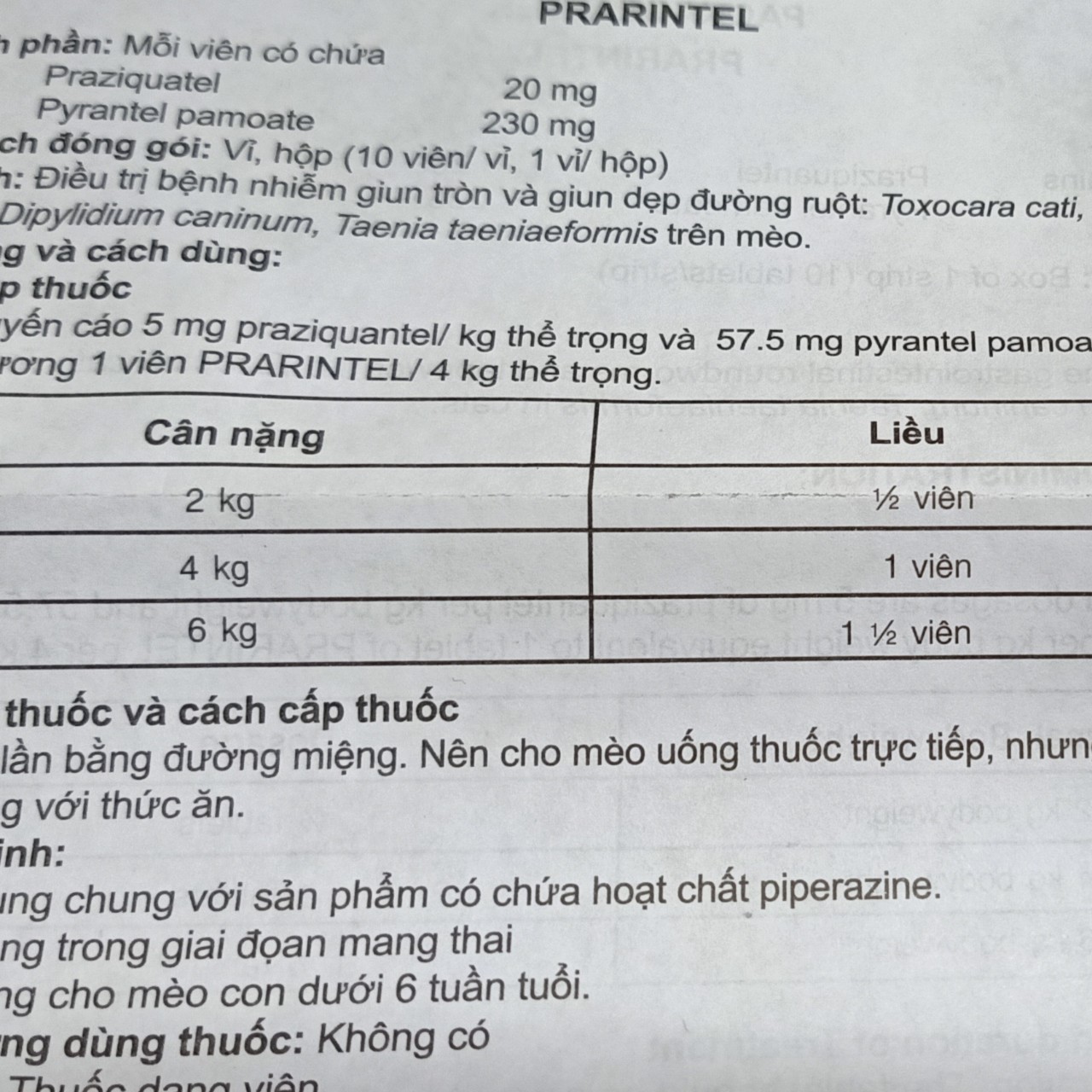 [Hoàn tiền 10%] [CÓ HỎA TỐC] 1 Hộp Xổ Giun Cho Mèo PRARINTEL (10 Viên)