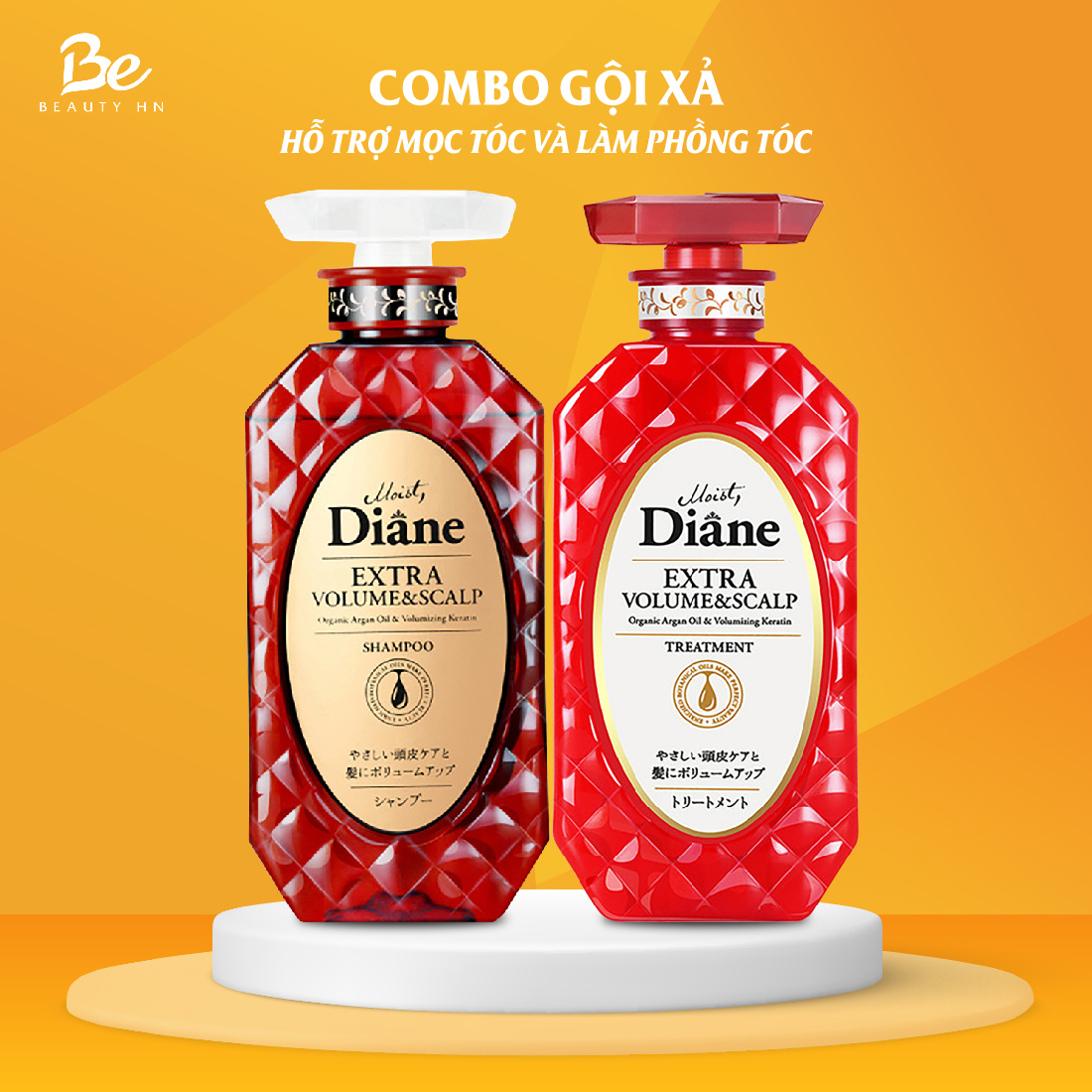 Cặp dầu gội xả hỗ trợ mọc tóc và làm phồng tóc moist diane extra volume & scalp nhật bản dành cho tóc mỏng, rụng 450ml