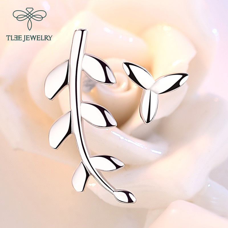 Khuyên tai bạc nữ TLEE lá lệch basic cá tính TleeJewelry B0191
