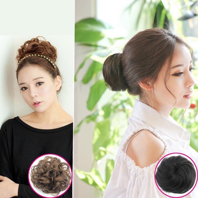 Tóc Giả Búi Búi Cột Xoăn Kute