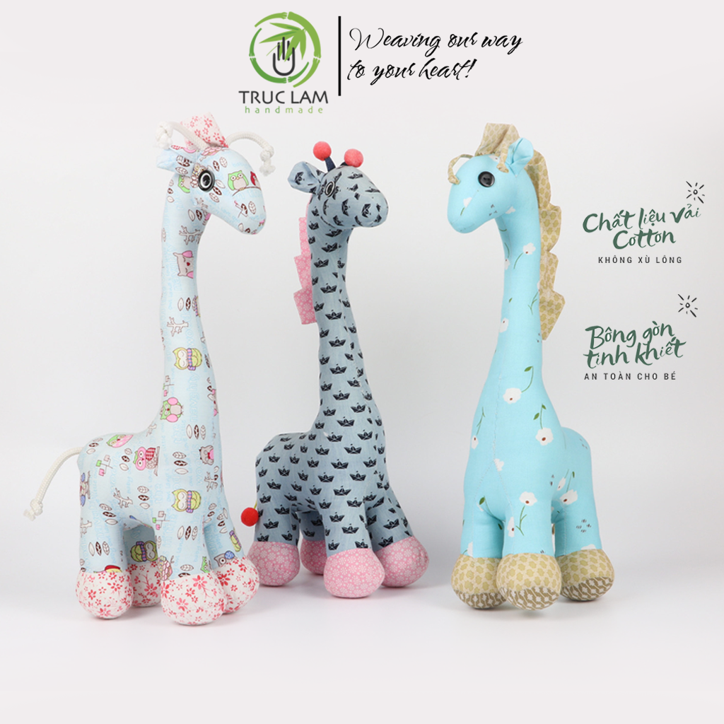 Đồ chơi cho bé thú nhồi bông hình con hươu cao cổ vải hoa bông gòn cao cấp - trúc lâm handmade