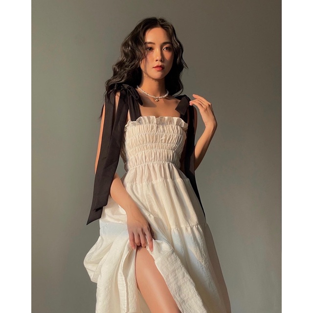 [Nhập mã LAZFASHION34-giảm 15% tối đa 99k/600k]SAP-Đầm phồng cột dây nơ dài