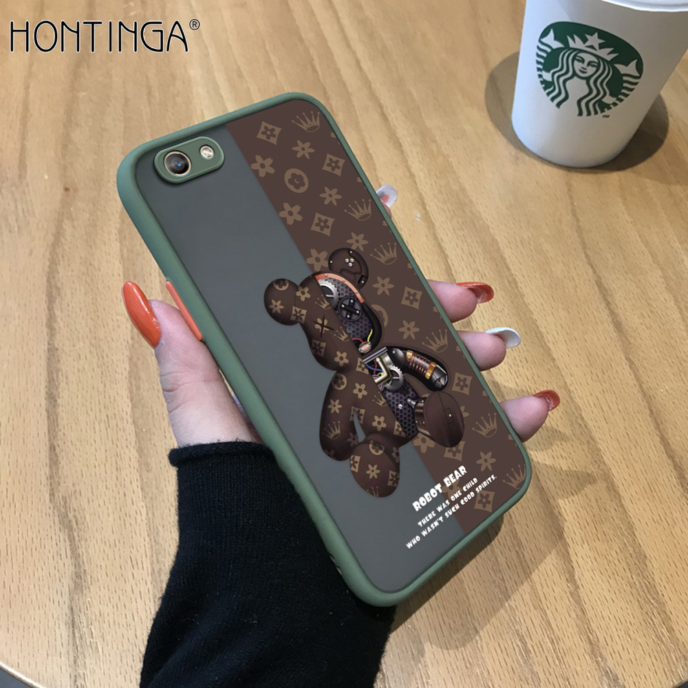 Hontinga Casing Case For OPPO F1S Case Cute Cartoon Mechanical Bear Frosted Casing Transparent Phone Case Full Cover Camera Protect Clear Case Hard Case For Boys For Girls