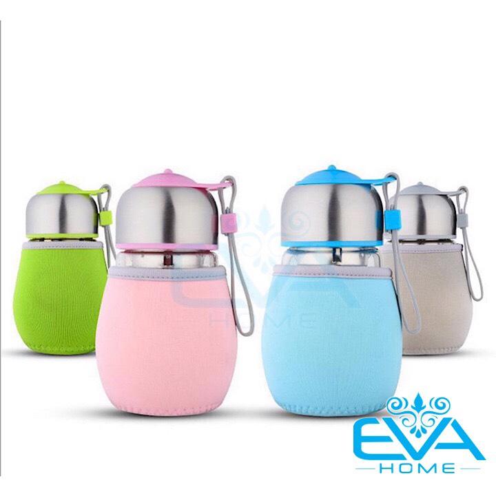 Bình Đựng Nước thủy tinh Có Lưới Lọc Và Vỏ Bọc Vải Neoprene 400 Ml