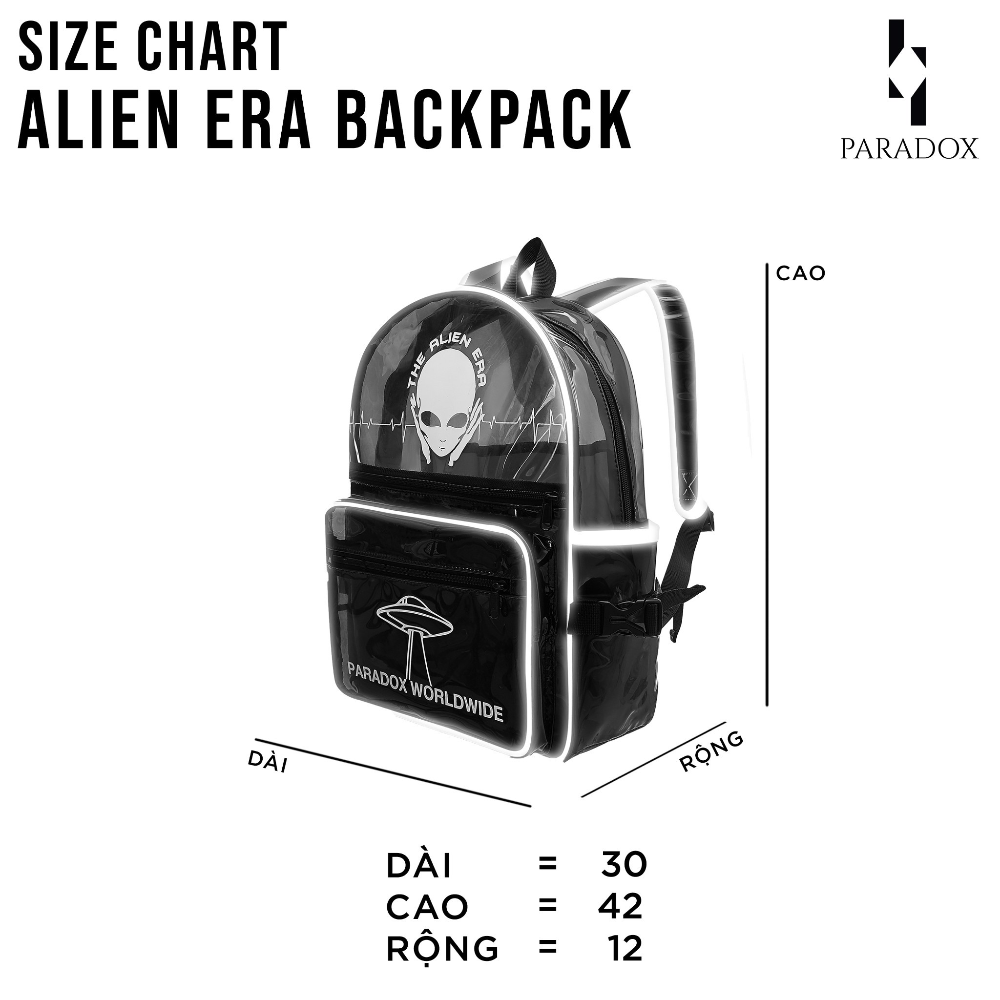 PARADOX Balo ALIEN ERA BACKPACK - BLACK POCKET