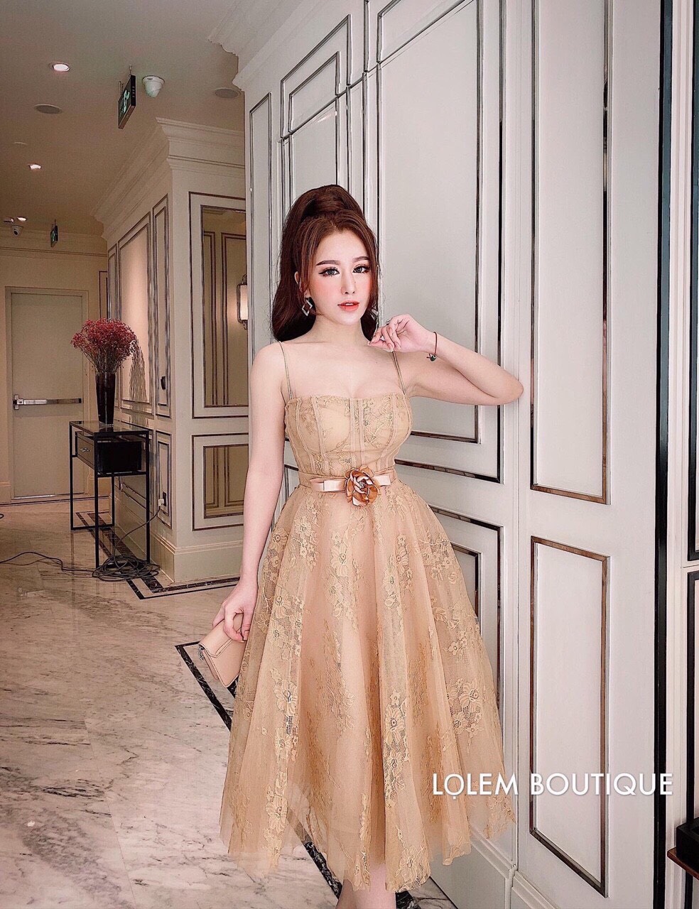 Đầm ren phối lưới dự tiệc hàng cao cấp tt0320