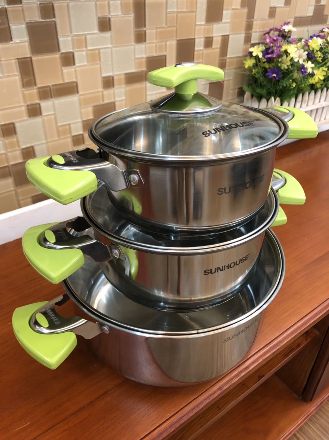 Bộ nồi inox 3 đáy SUNHOUSE SH336