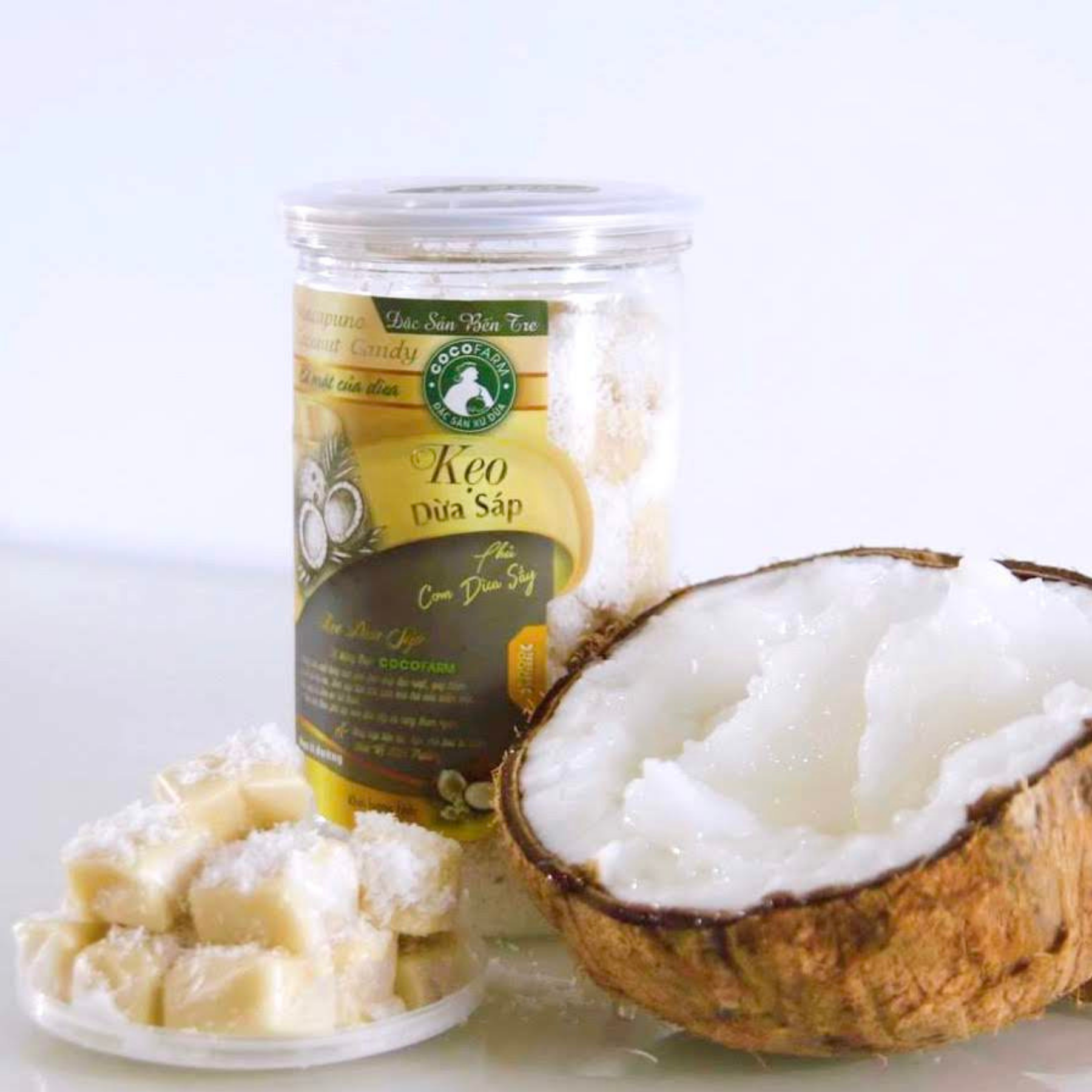 Kẹo Dừa Sáp Lắc Phủ Cơm Dừa Sấy 5 vị 400g Cocofarm
