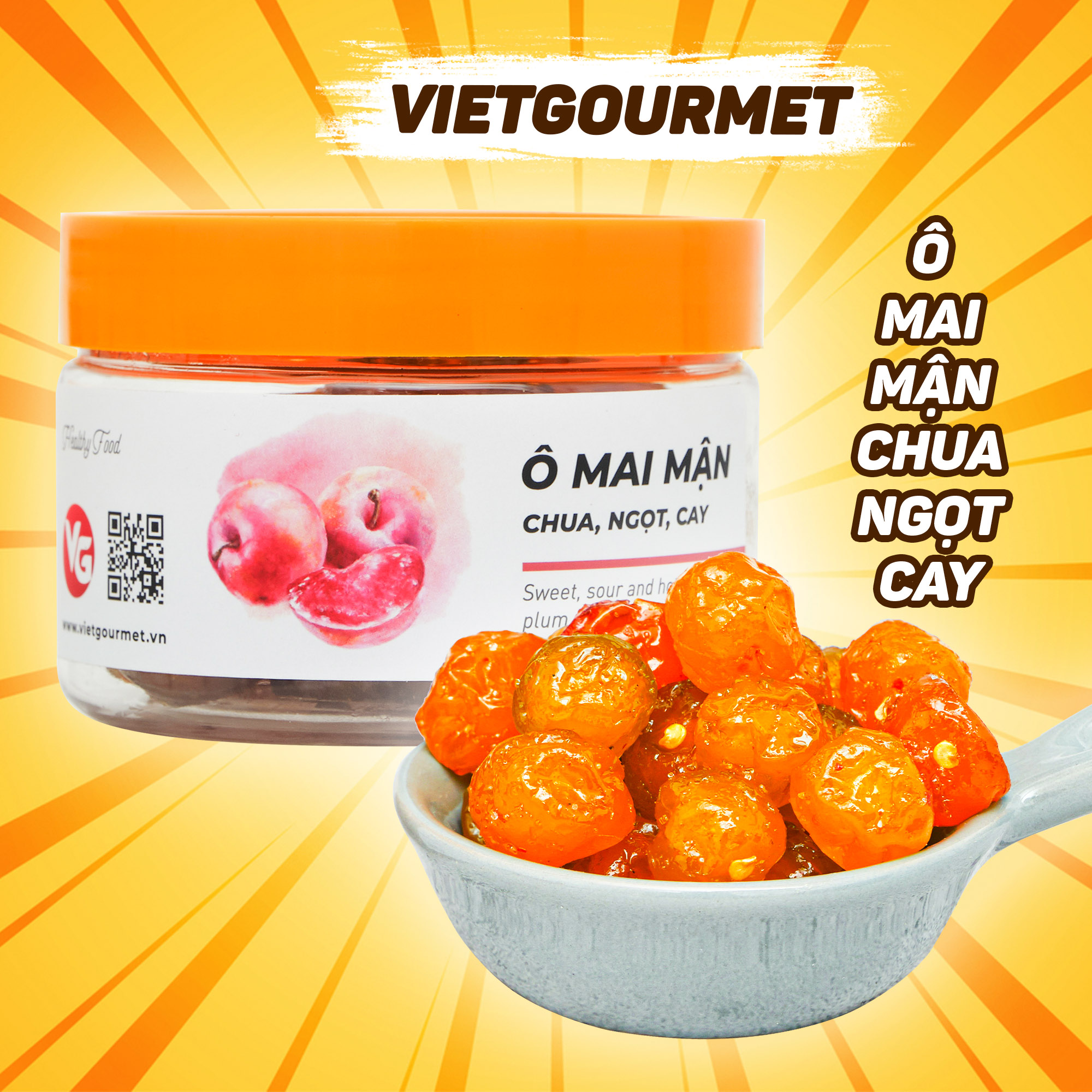 Ô mai mận chua ngọt cay Vietgoumet 200g, Đặc Sản Hà Nội, đồ ăn vặt, quà tặng hấp dẫn