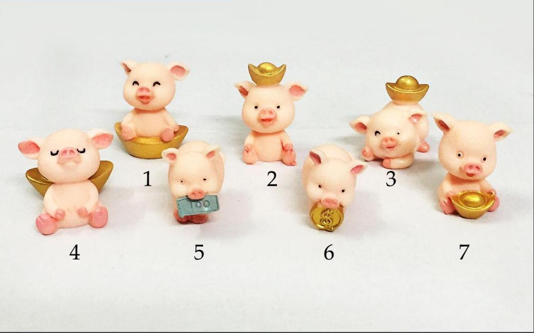 [HCM]Mô hình heo thần tài trang trí tiểu cảnh terrarium chậu cây cảnh sen đá bánh kem để bàn