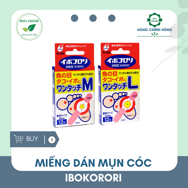 Miếng dán mụn cóc IBOKORORI 12 miếng (Nhật Bản)