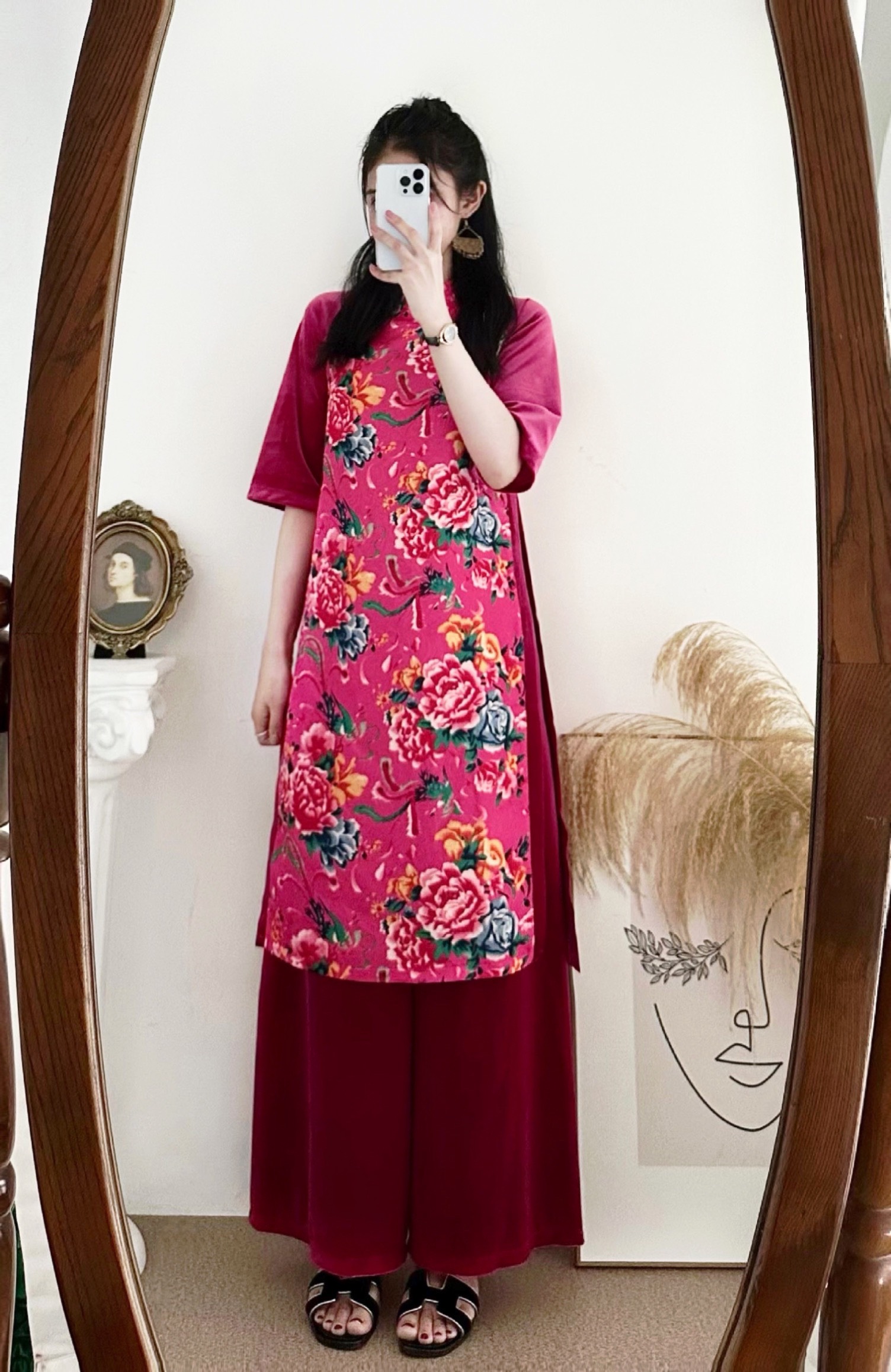 CATI Set Áo Dài Cách Tân Phối Linen (A2270)