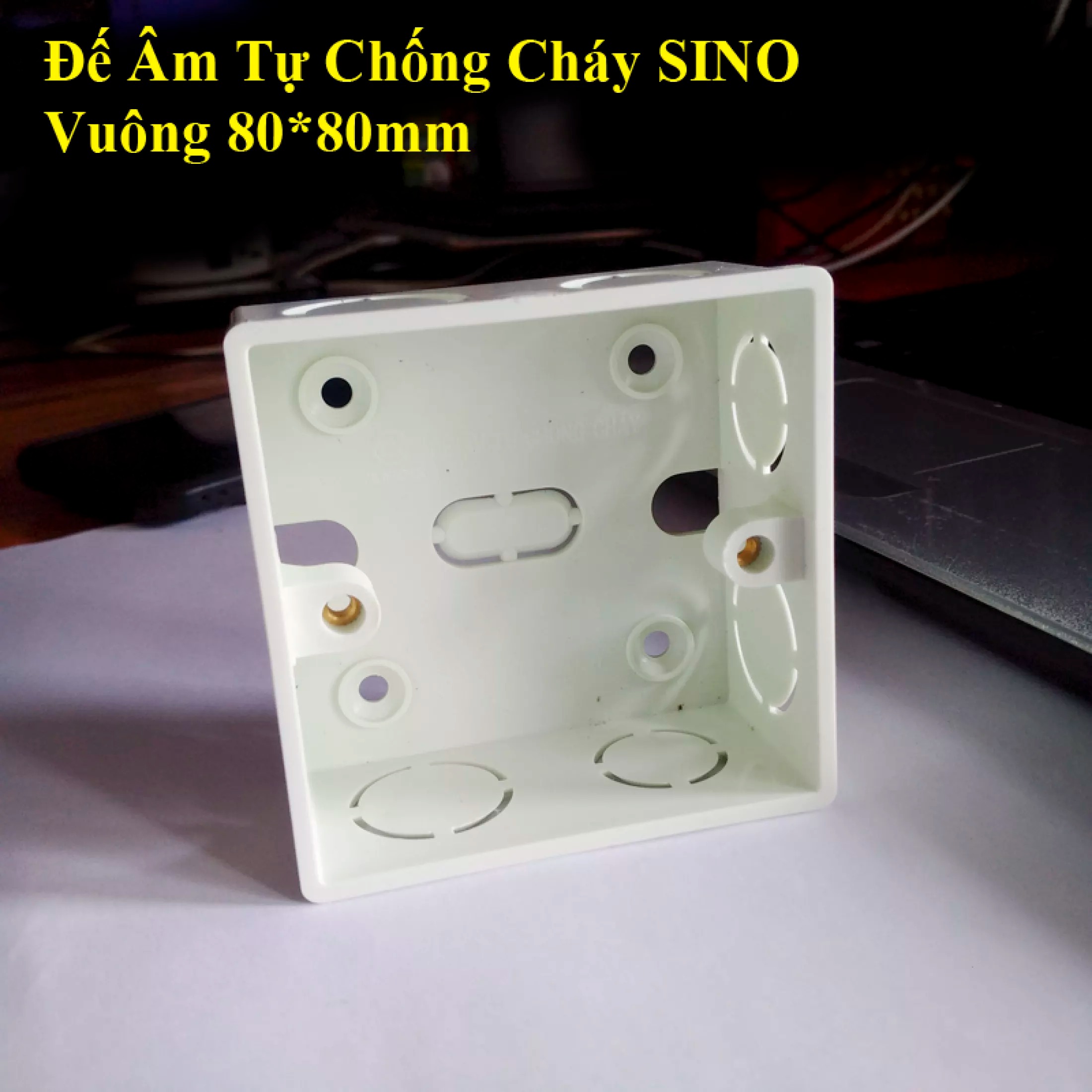 Đế âm tường, hộp điện chống cháy SINO vuông 80x80mm